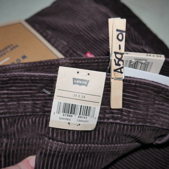 Levis 568 Loose Fit Corduroy Carpenter Pants Mens 34x34 Brown Y2K Skater Utility - Picture 10 of 14